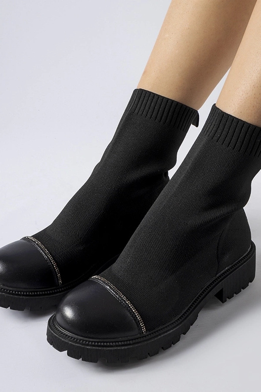 Čierne kamienkové ponožkové čižmy Vail