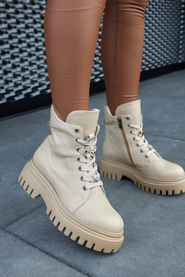 Béžové kožené zateplené...