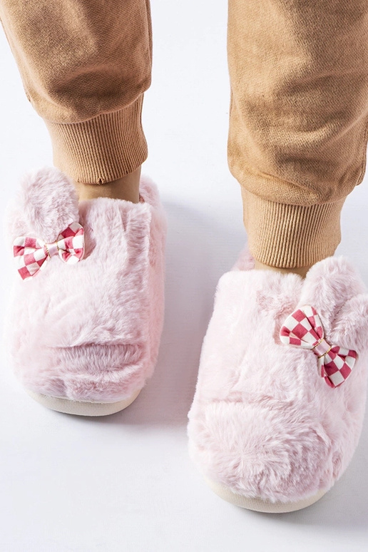 Ružové zateplené dámske papuče s...