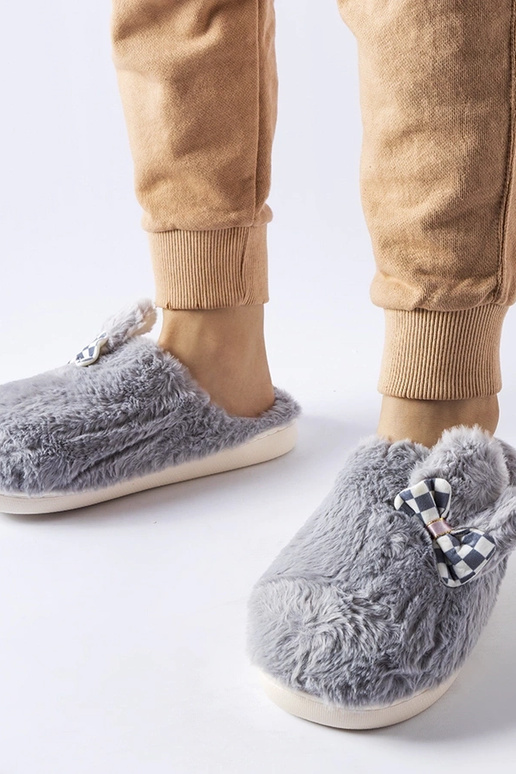 Šedé zateplené dámske papuče s ušami...