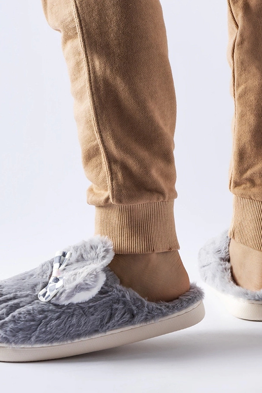 Šedé zateplené dámske papuče s ušami...