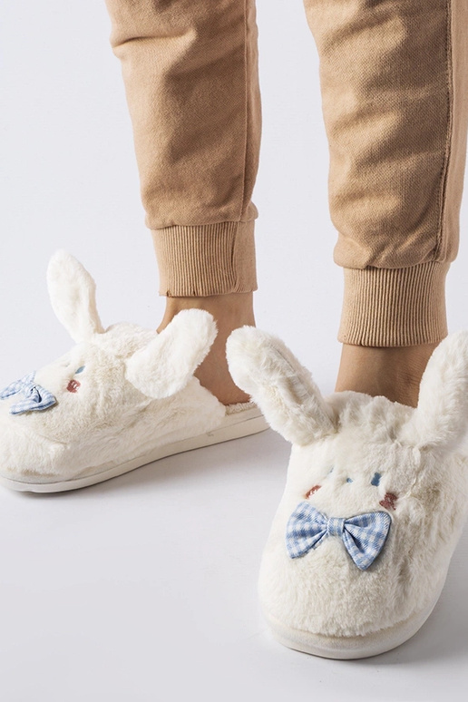 Biele papuče s ušami a mašľou Bruna