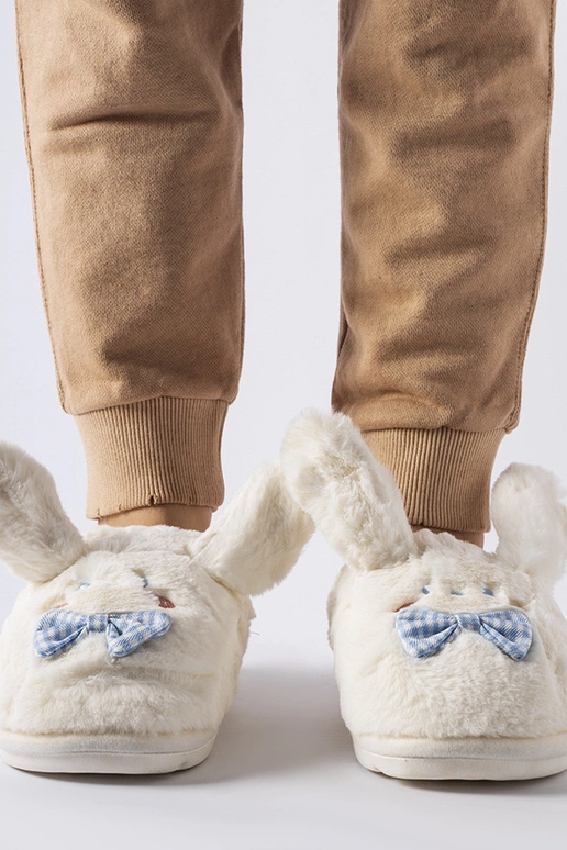 Biele papuče s ušami a mašľou Bruna