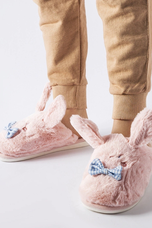 Ružové šľapky Bruno s ušami a mašľou