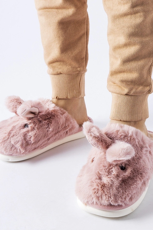Ružové teplé papuče s ušami Daniele