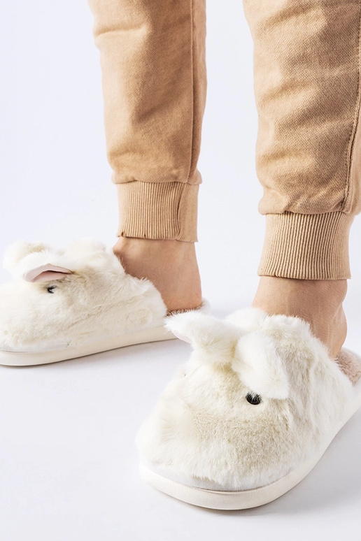 Biele teplé papuče s ušami Daniele