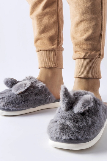 Šedé teplé papuče s ušami...