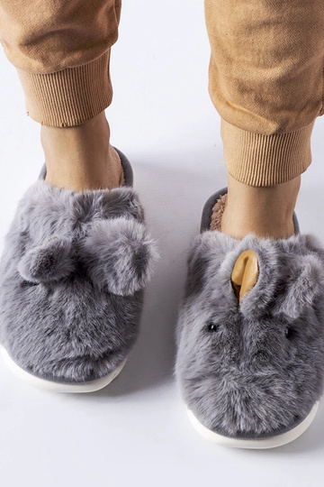 Šedé teplé papuče s ušami... 2