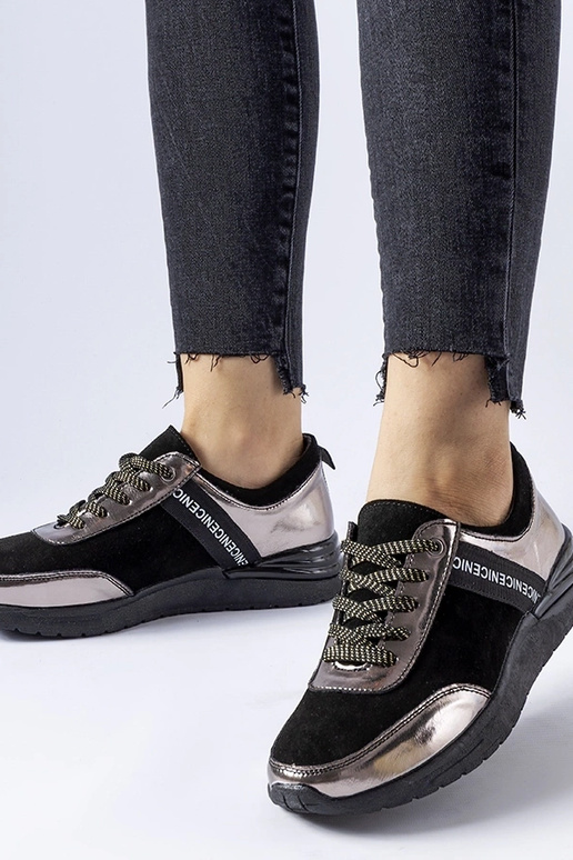 Čierno-sivé kožené tenisky Castelfidardo