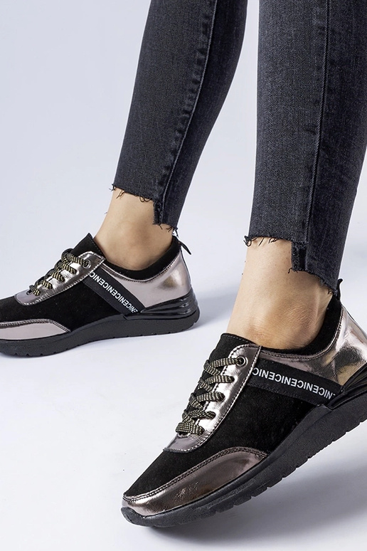 Čierno-sivé kožené tenisky Castelfidardo