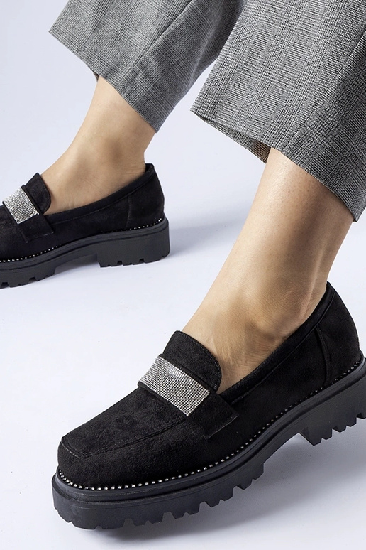 Čierne umelohmotné semišové topánky s...