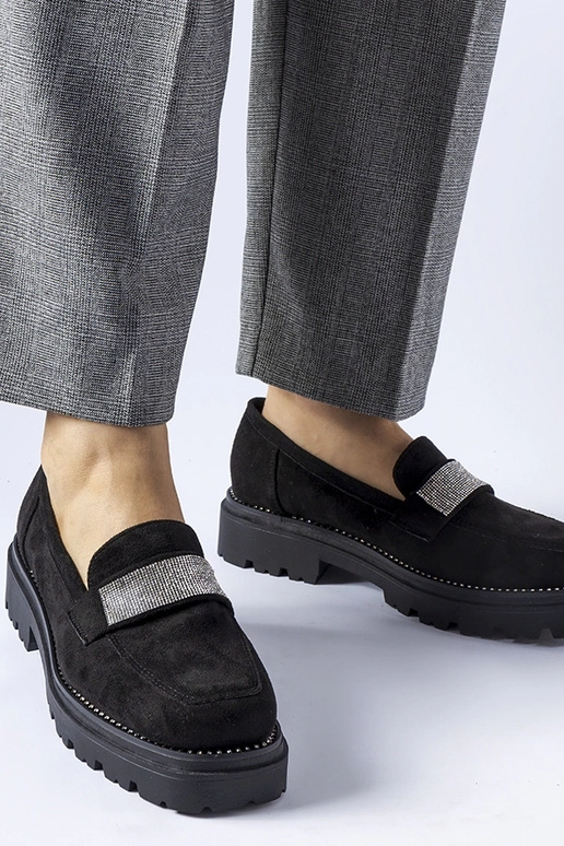 Čierne umelohmotné semišové topánky s...