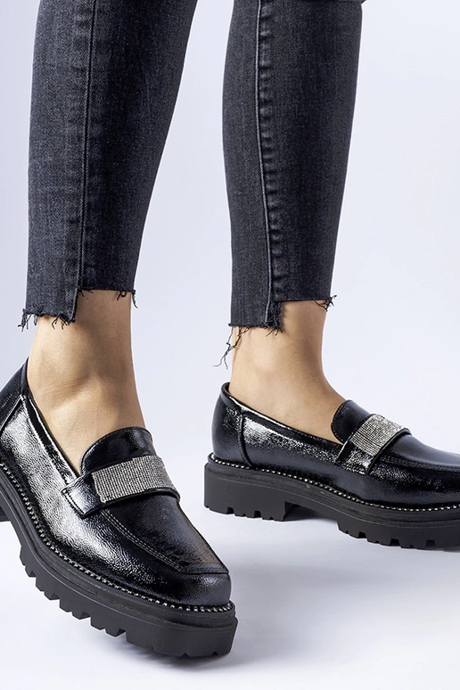 Čierne lakované mokasíny Fecteau