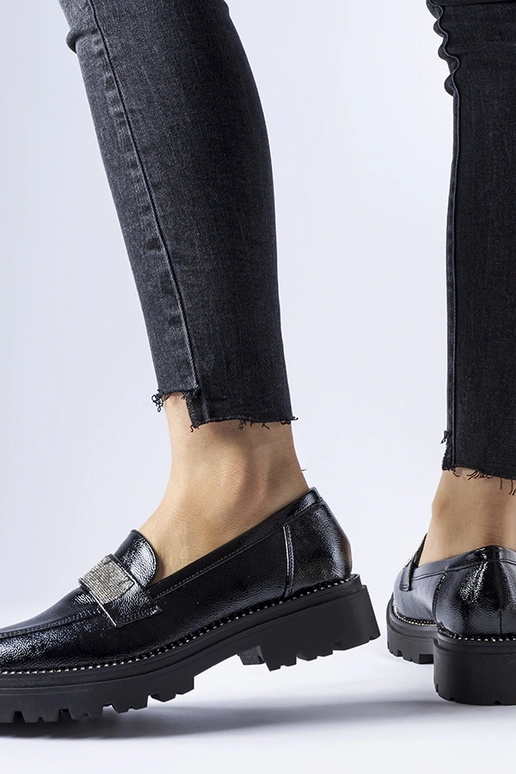 Čierne lakované mokasíny Fecteau