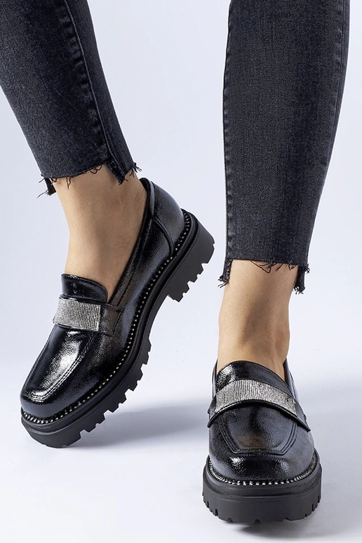 Čierne lakované mokasíny Fecteau