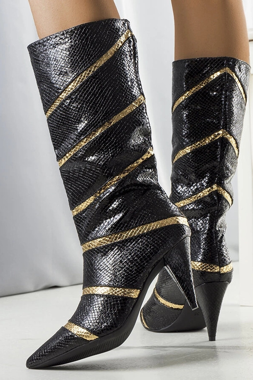 Čierno-zlaté zateplené čižmy Nevzo na...