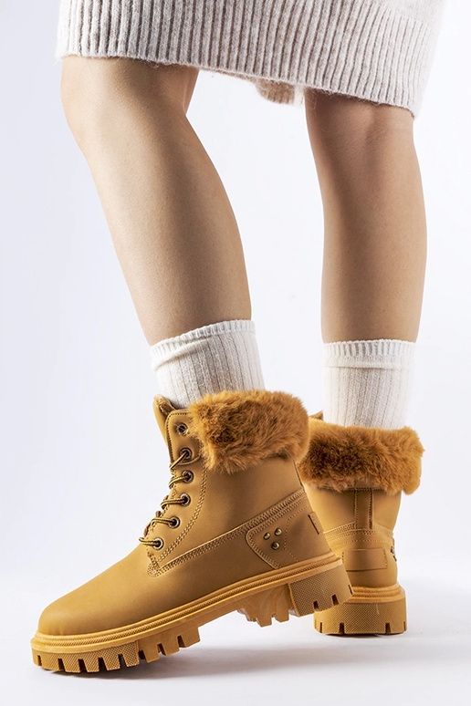 Hnedé čižmy s ozdobnou kožušinou Alberta