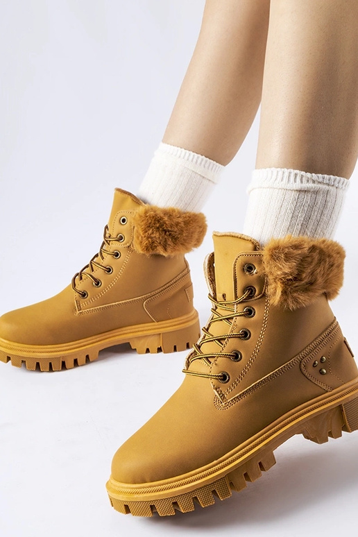 Hnedé čižmy s ozdobnou kožušinou Alberta