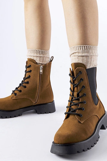 Hnedé členkové čižmy s...