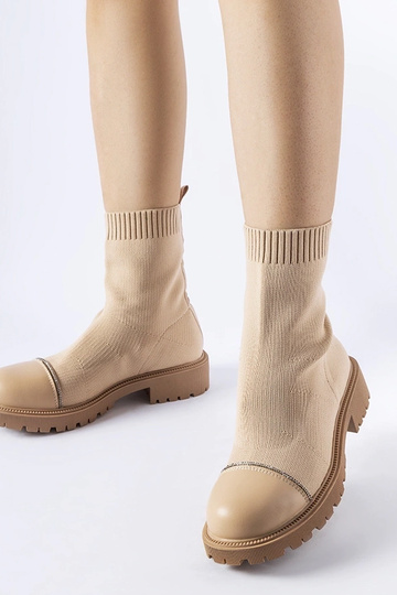 Hnedé ponožkové čižmy s...