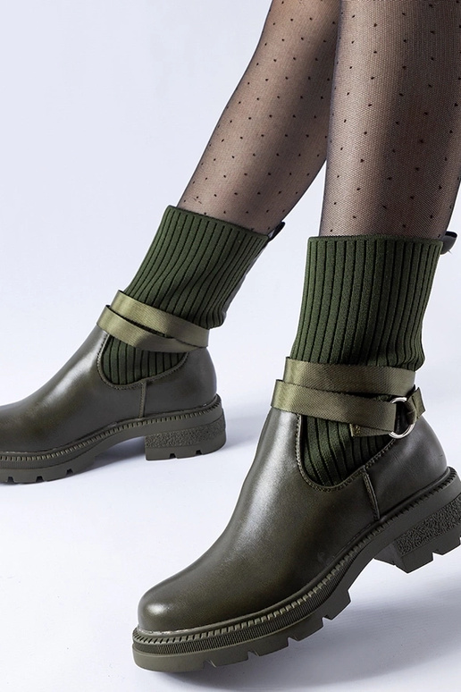 Tmavozelené ponožkové zateplené čižmy...