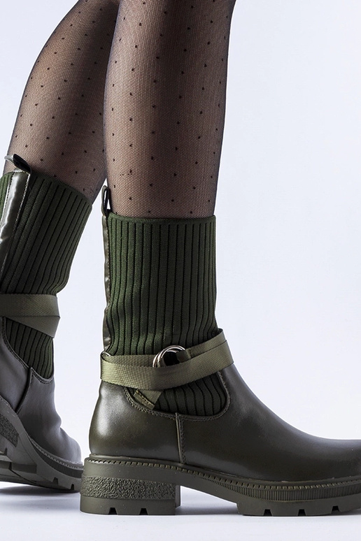 Tmavozelené ponožkové zateplené čižmy...