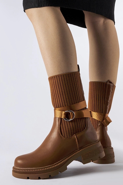 Hnedé ponožkové zateplené čižmy Picker