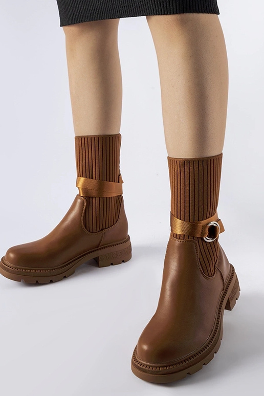 Hnedé ponožkové zateplené čižmy Picker