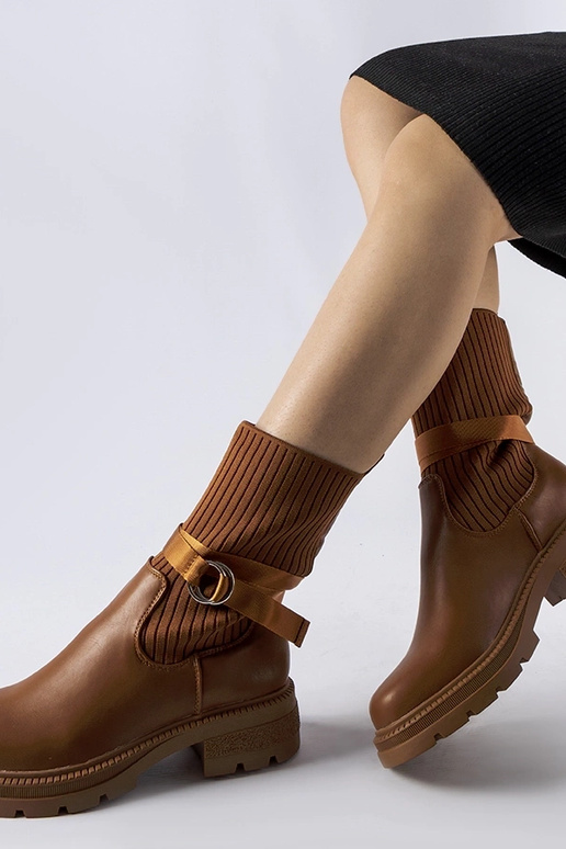 Hnedé ponožkové zateplené čižmy Picker