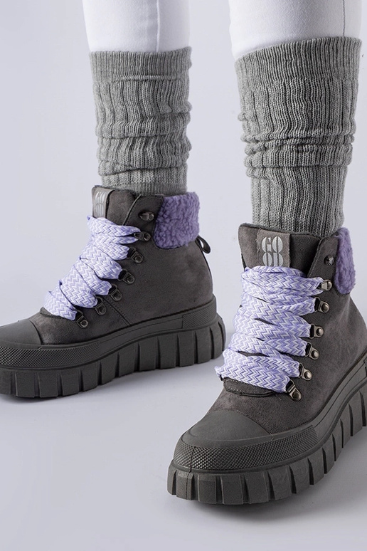 Šedé čižmy s fialovými akcentmi Roanoke