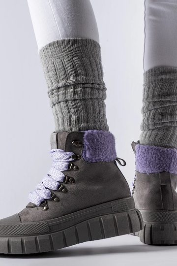 Šedé čižmy s fialovými... 2