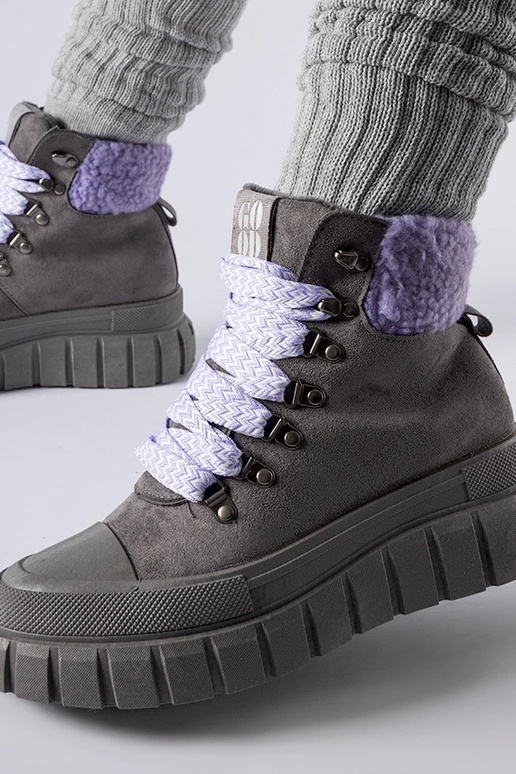 Šedé čižmy s fialovými akcentmi Roanoke