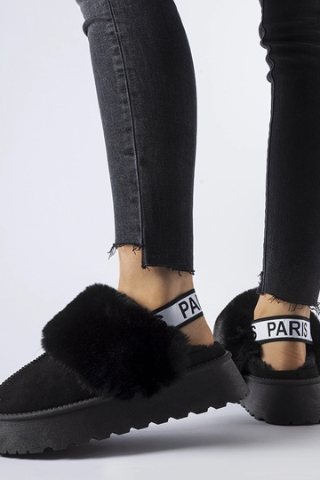Čierne zateplené papuče s...