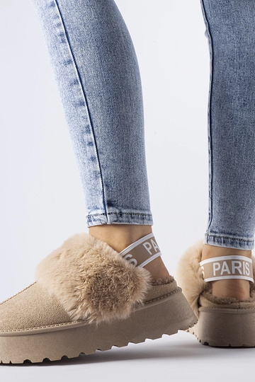 Béžové zateplené papuče s... 2