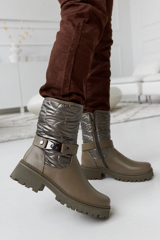 Zelené zateplené členkové čižmy s...