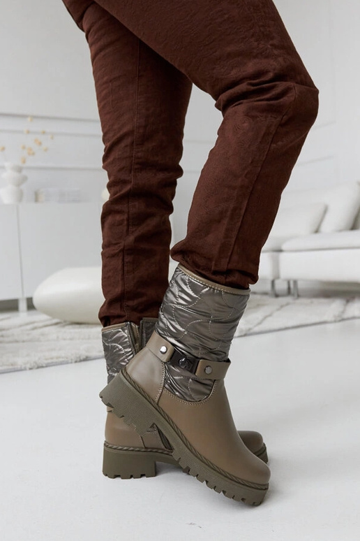 Zelené zateplené členkové čižmy s...