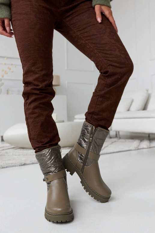 Zelené zateplené členkové čižmy s...