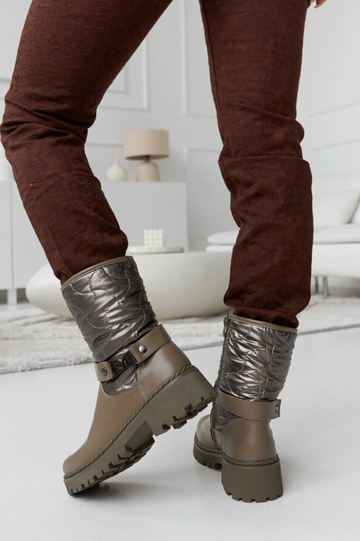 Zelené zateplené členkové čižmy s...