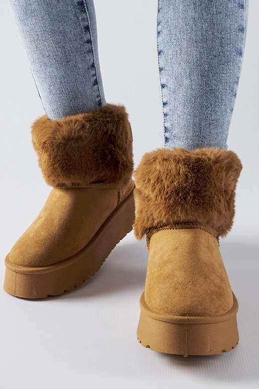 Hnedé snehule zdobené kožušinou Adelfia