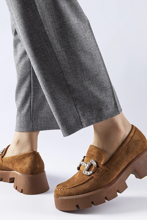 Hnedé mokasíny so zirkónmi značky...