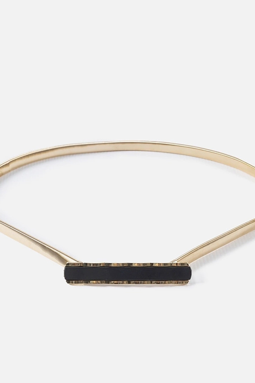 Zlatý elastický opasok s čiernou...