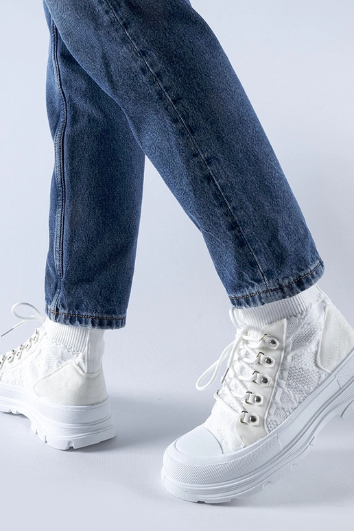 Biele vysoké látkové tenisky Casalma