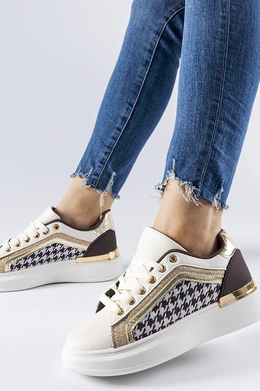 Hnedé a béžové trblietavé tenisky...