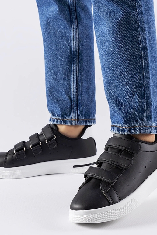 Čierne tenisky na suchý zips Paré -...