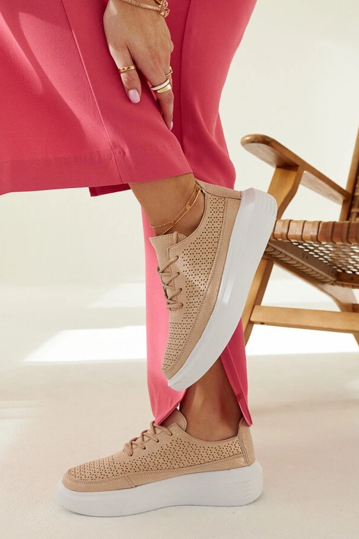 Dámske zlaté tenisky na platforme,...