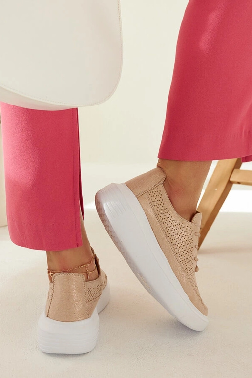 Dámske zlaté tenisky na platforme,...