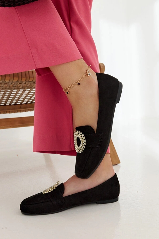 Čierne mokasíny zdobené zirkónmi Celena