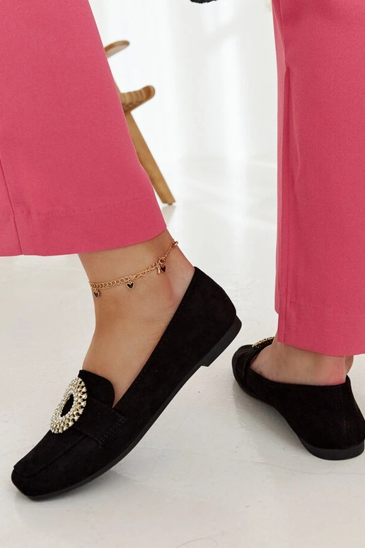 Čierne mokasíny zdobené zirkónmi Celena