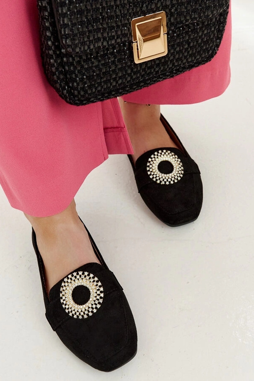 Čierne mokasíny zdobené zirkónmi Celena
