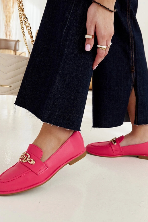 Ružové mokasíny zdobené retiazkou Kuens